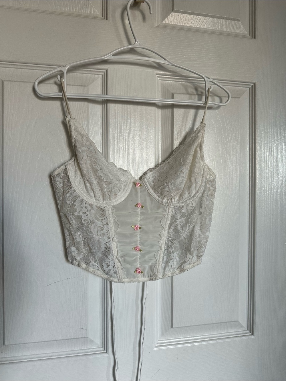 Urban Outfitters White Corset with Roses
